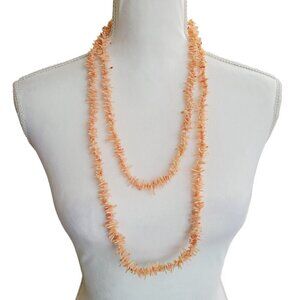 Infinity Angel Skin Coral Stick Branch Necklace Bead Strand 60" Salmon Color